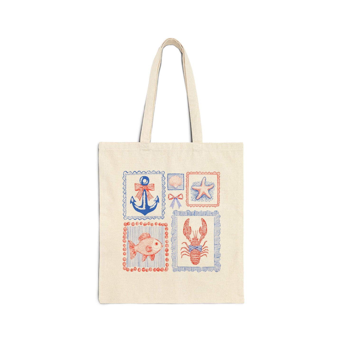 Coastal Coquette Canvas Tote Bag – Nautical Fisherman Beach Design