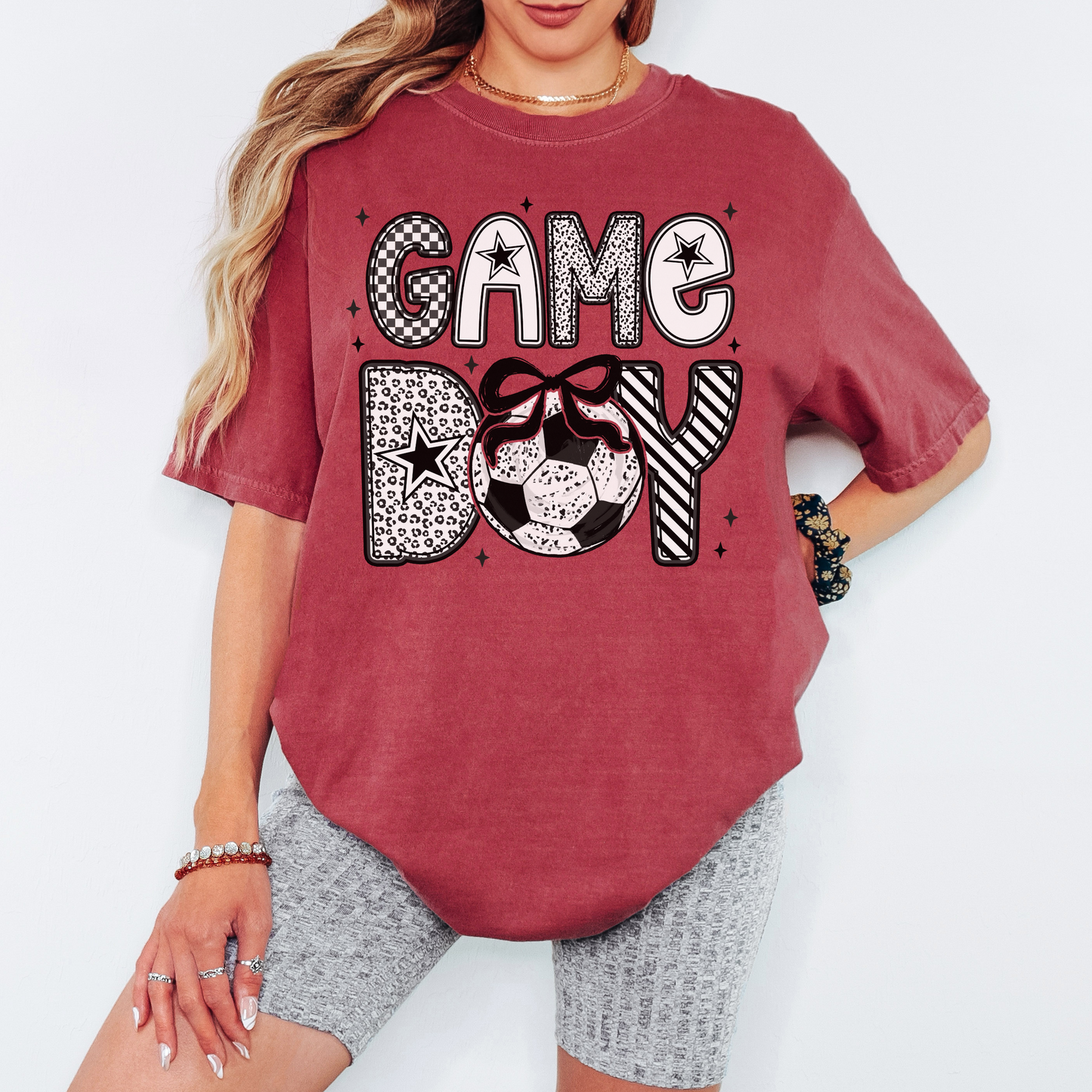 Soccer Game Day Comfort Colors Tee – Cute Bow Soccer Shirt, Fun Graphic Game Day T-Shirt