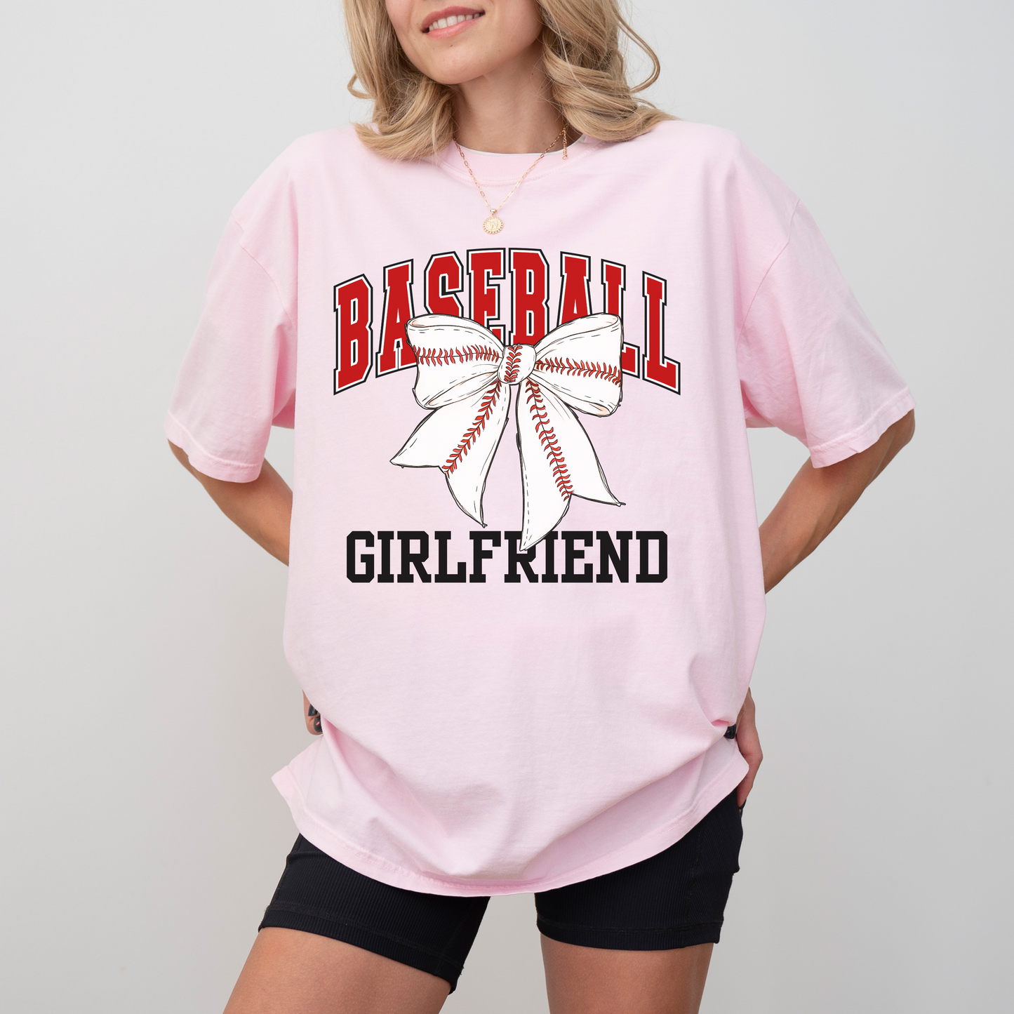 Baseball Girlfriend Shirt | Comfort Colors Baseball Tee with Bow | Cute Coquette Game Day Shirt for Baseball Fans