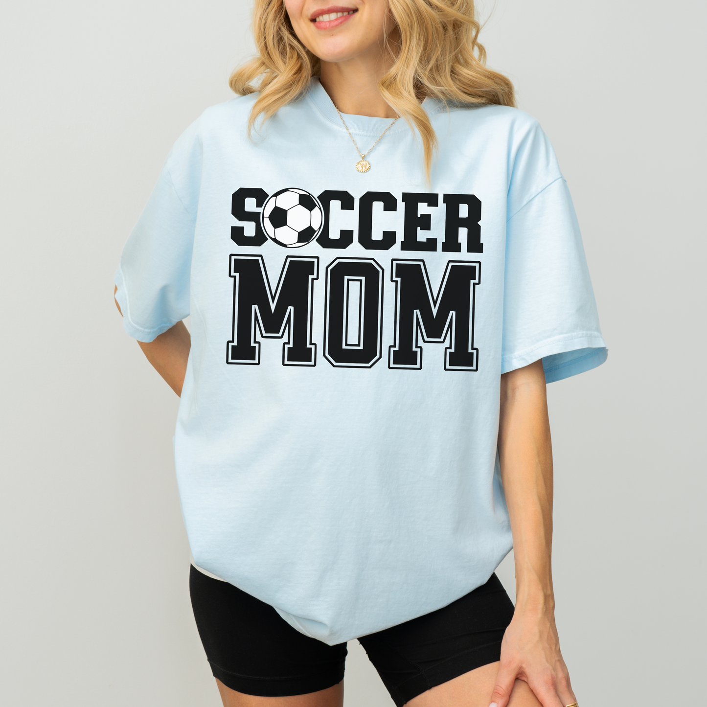 Soccer Mom T-Shirt Comfort Colors | Game Day Tee for Proud Soccer Mama | Athletic Varsity Font Soccer Ball Shirt | Gift for Soccer Mom