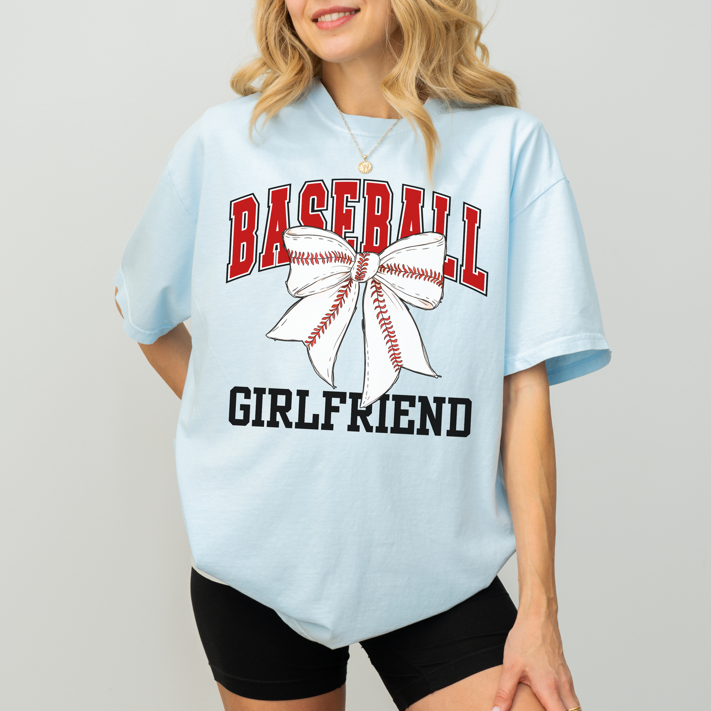 Baseball Girlfriend Shirt | Comfort Colors Baseball Tee with Bow | Cute Coquette Game Day Shirt for Baseball Fans