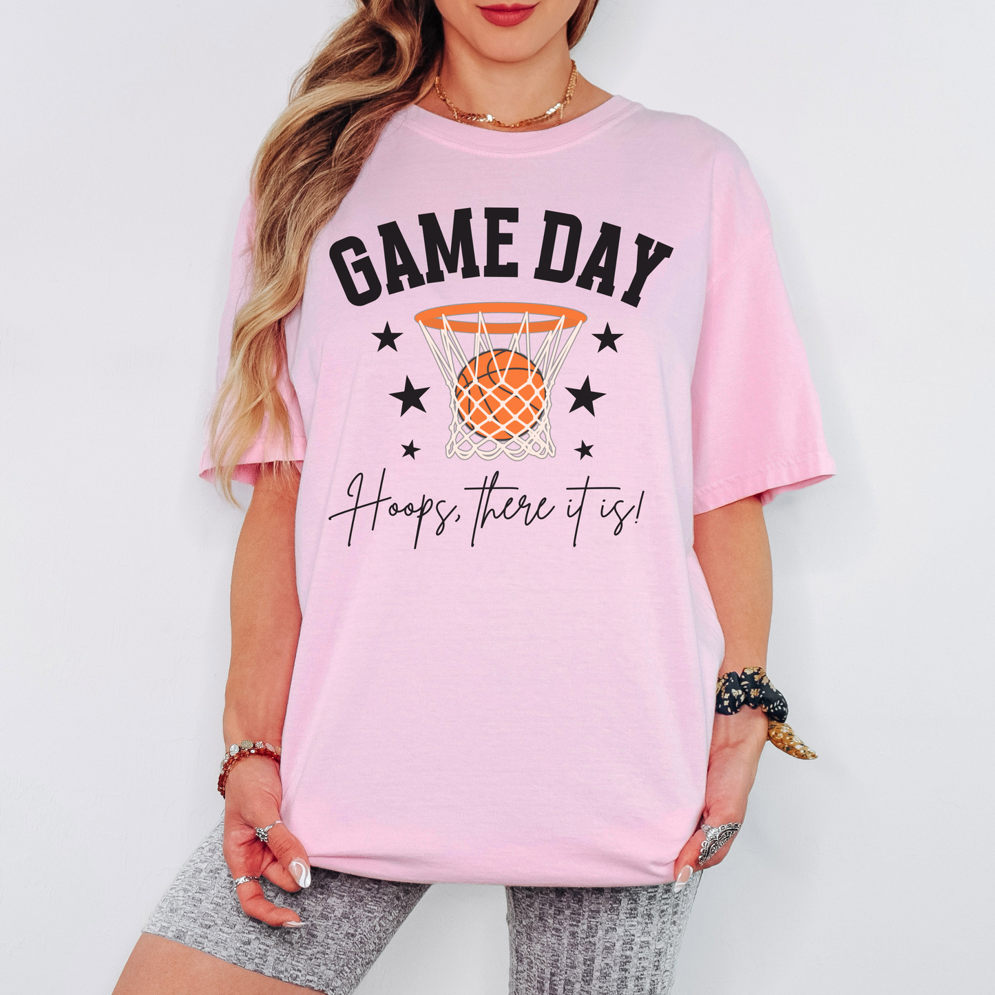 Basketball Game Day Comfort Colors Shirt – Hoops There It Is Graphic Tee, Funny Basketball Fan Shirt