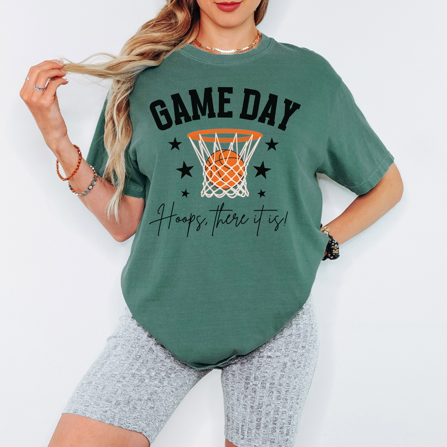 Basketball Game Day Comfort Colors Shirt – Hoops There It Is Graphic Tee, Funny Basketball Fan Shirt