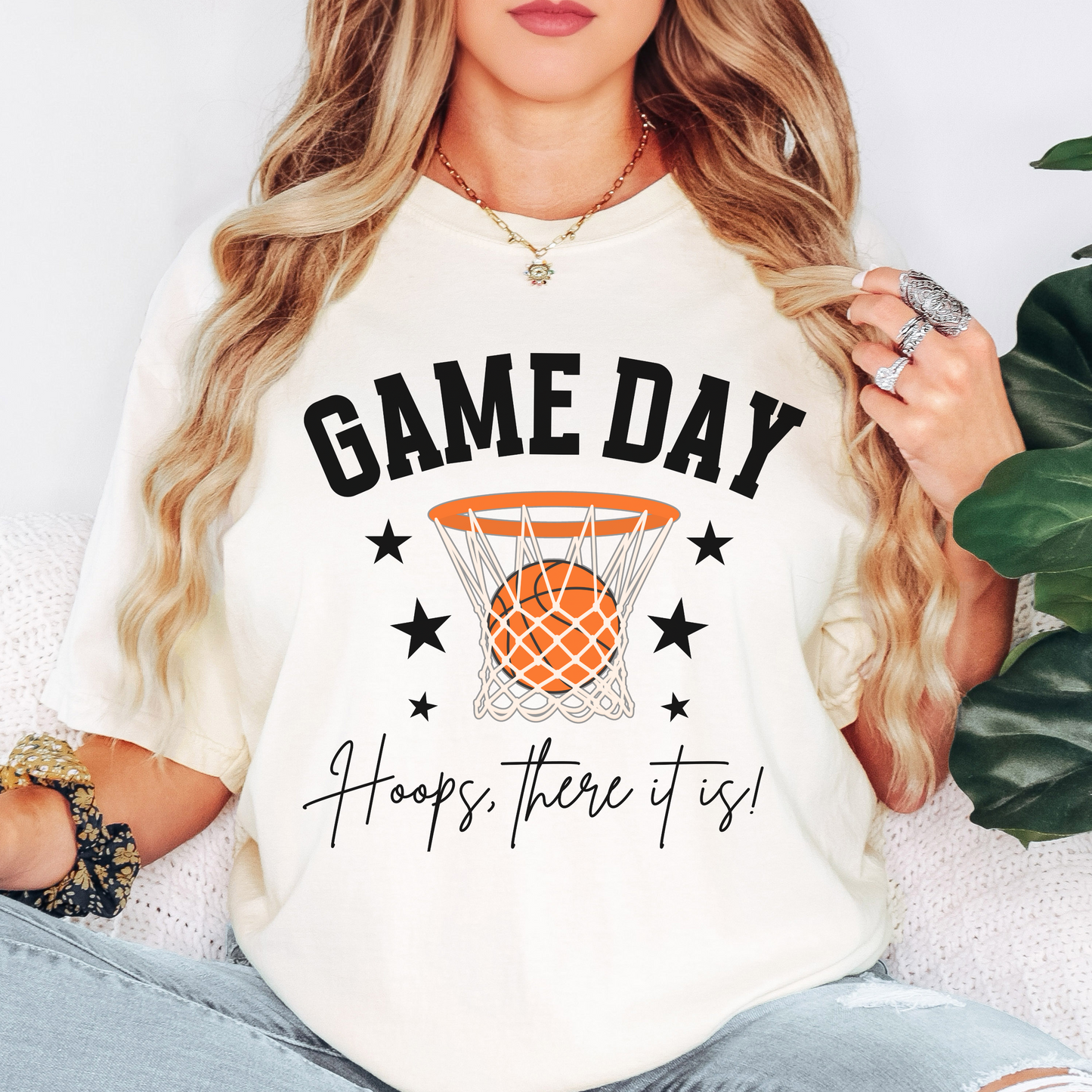 Basketball Game Day Comfort Colors Shirt – Hoops There It Is Graphic Tee, Funny Basketball Fan Shirt