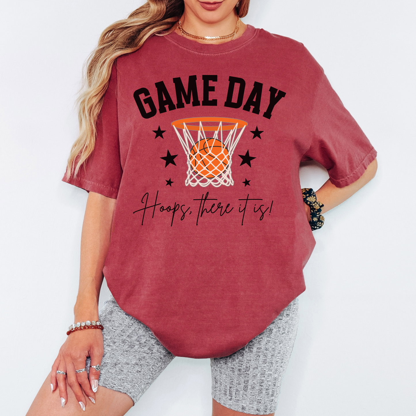 Basketball Game Day Comfort Colors Shirt – Hoops There It Is Graphic Tee, Funny Basketball Fan Shirt