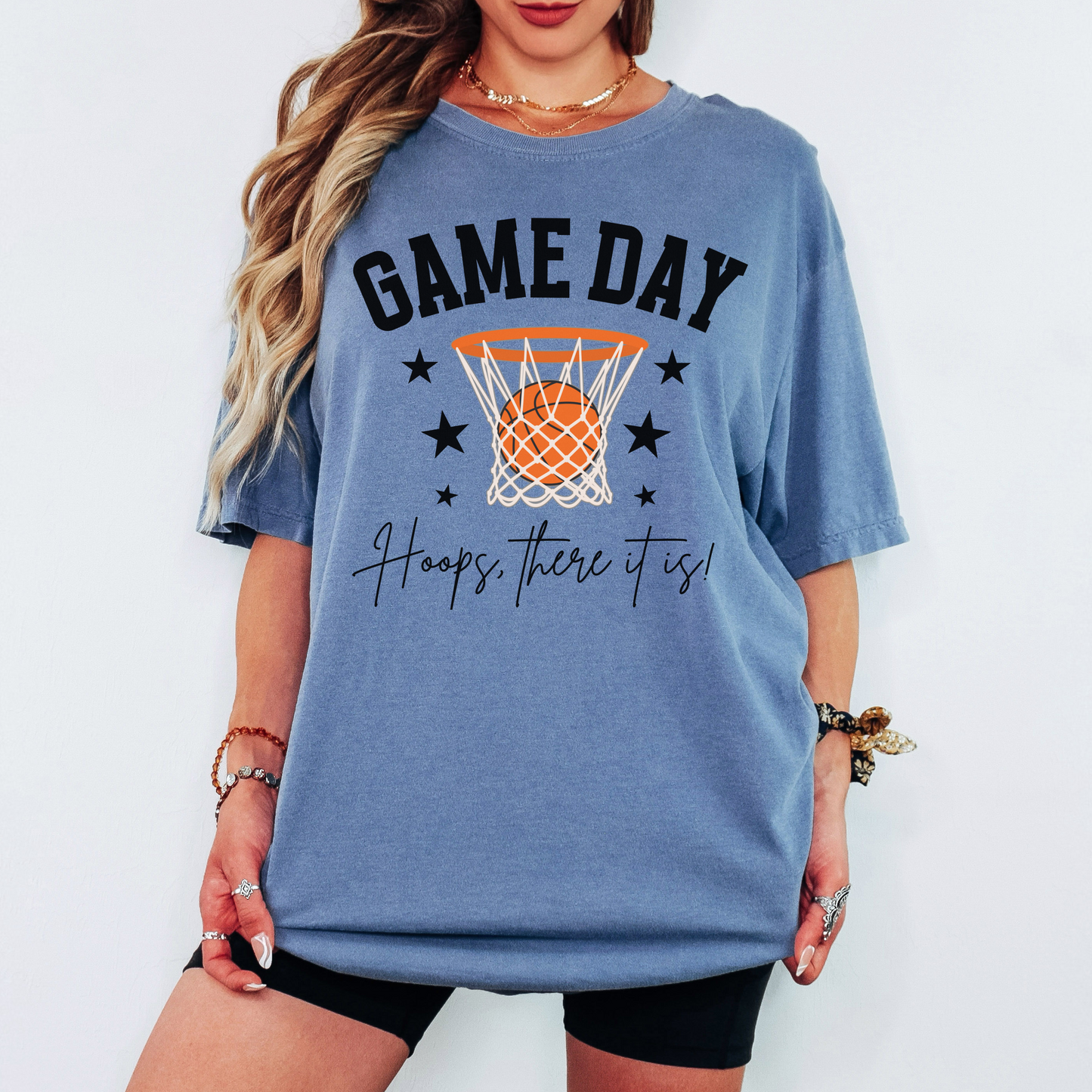 Basketball Game Day Comfort Colors Shirt – Hoops There It Is Graphic Tee, Funny Basketball Fan Shirt