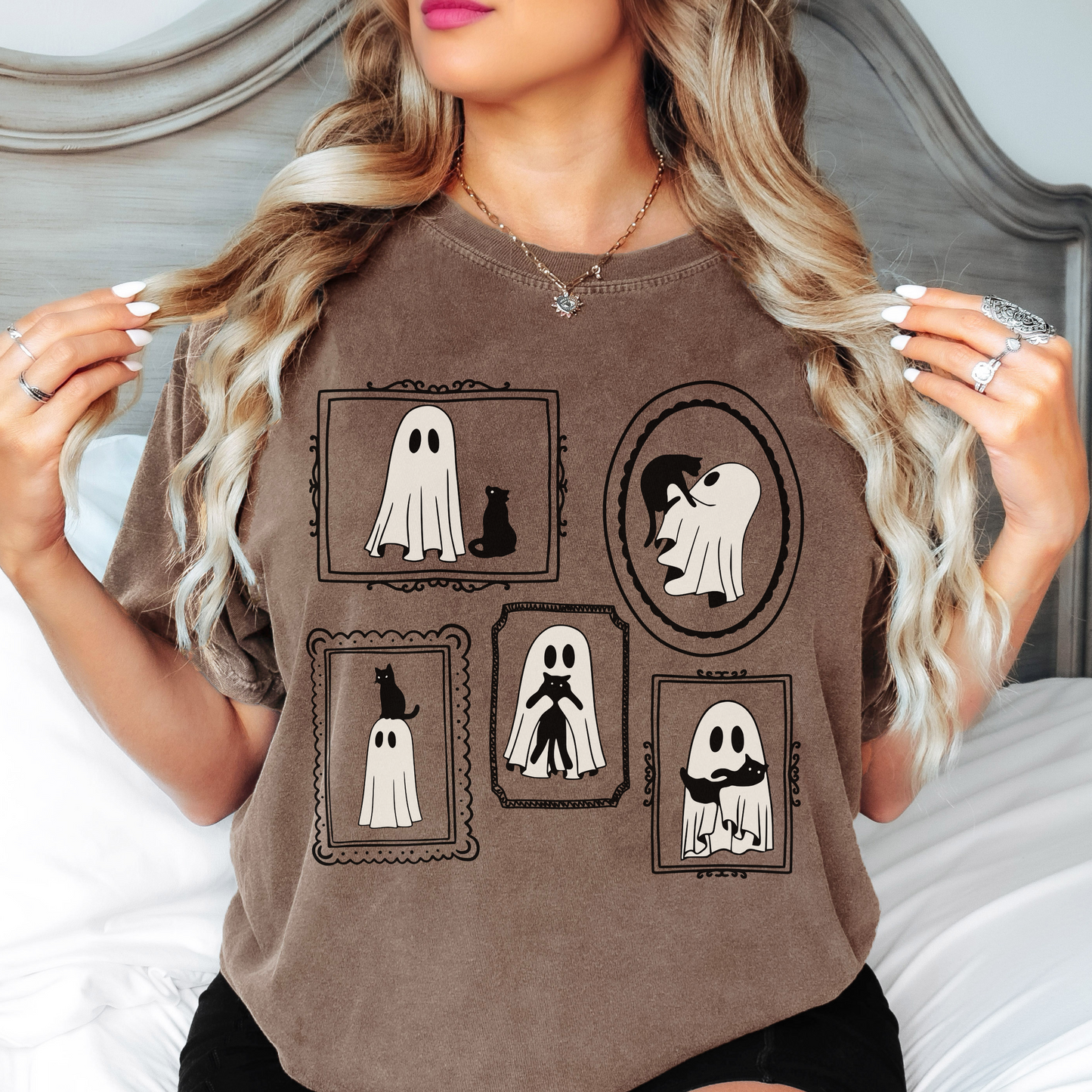 Ghost Cat Family Portrait Shirt – Halloween Comfort Colors Tee