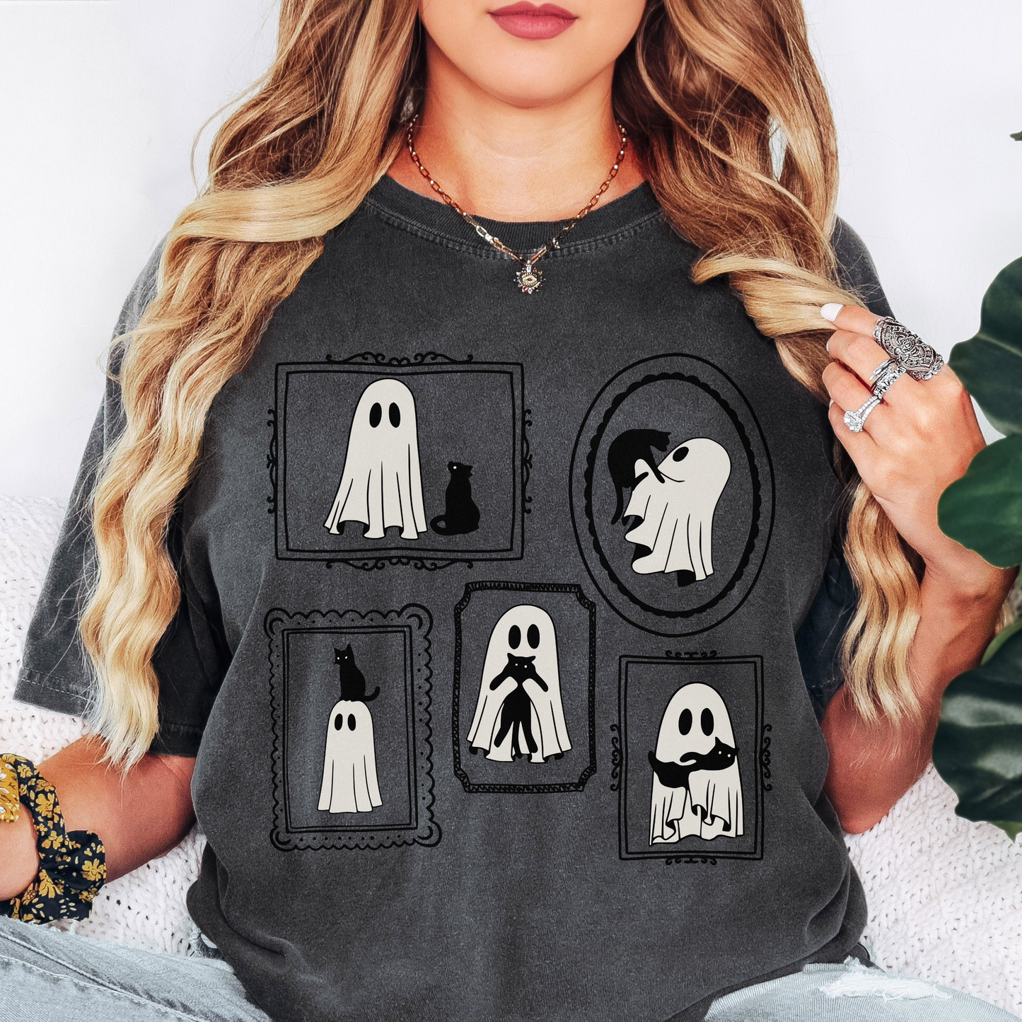 Ghost Cat Family Portrait Shirt – Halloween Comfort Colors Tee