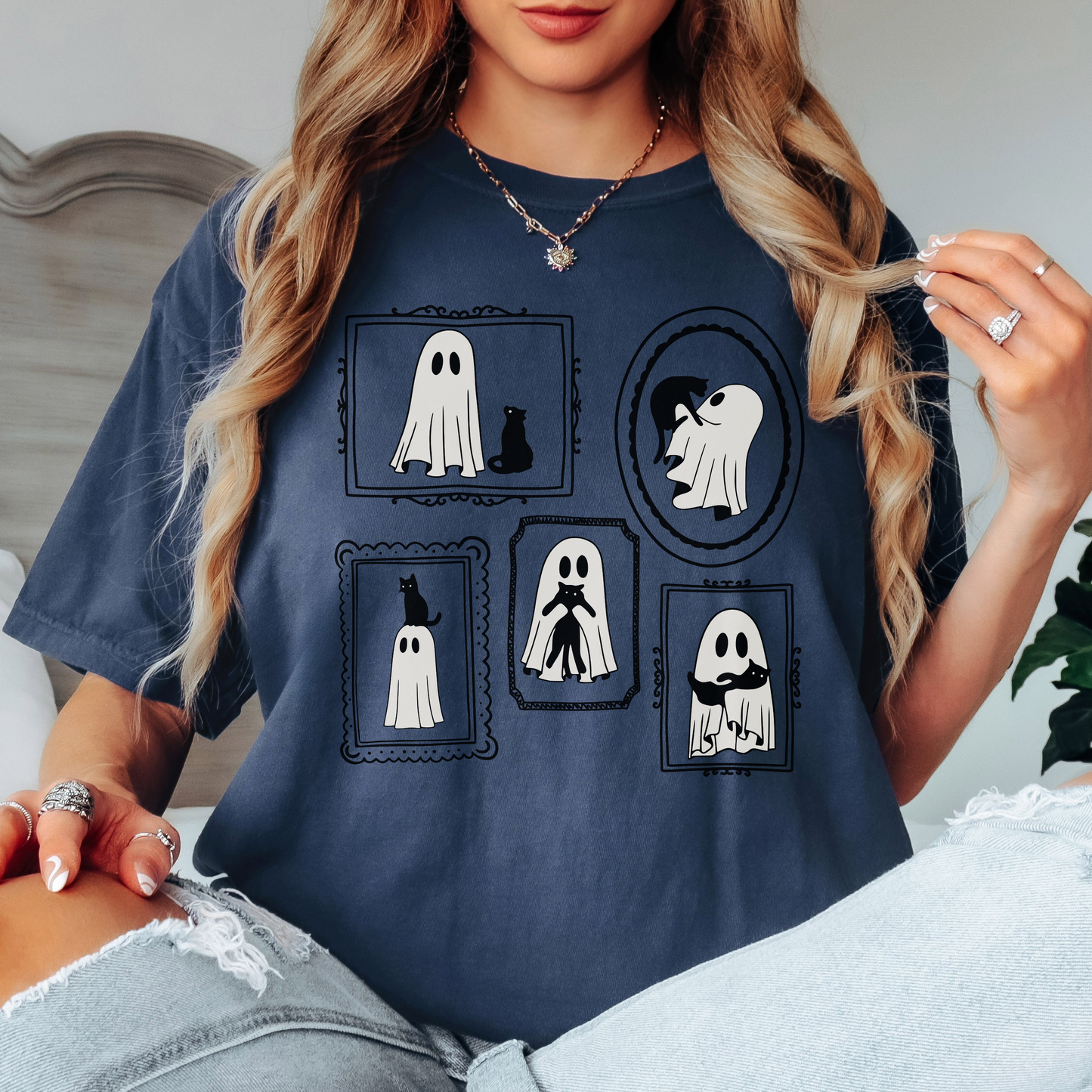 Ghost Cat Family Portrait Shirt – Halloween Comfort Colors Tee