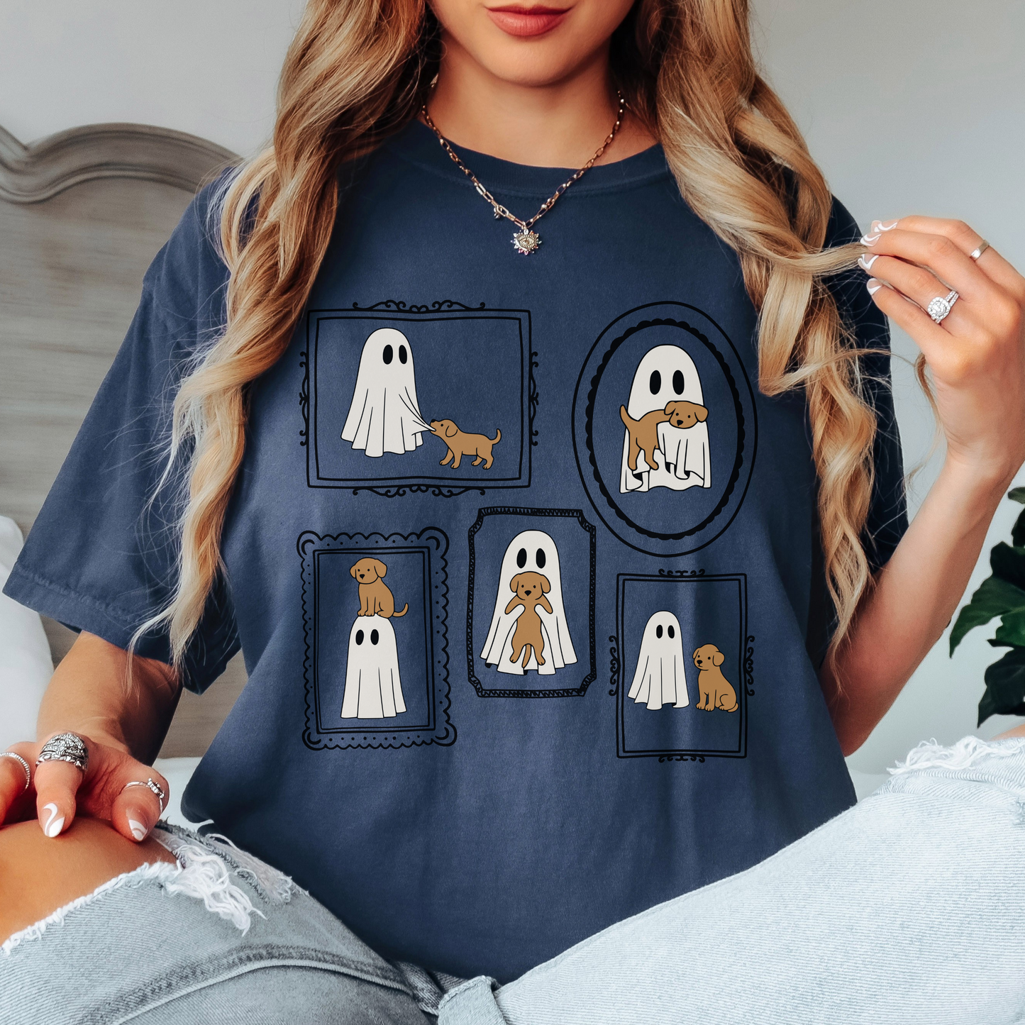 Comfort Colors Halloween Dog and Ghost Shirt | Cute Spooky Season Graphic Tee