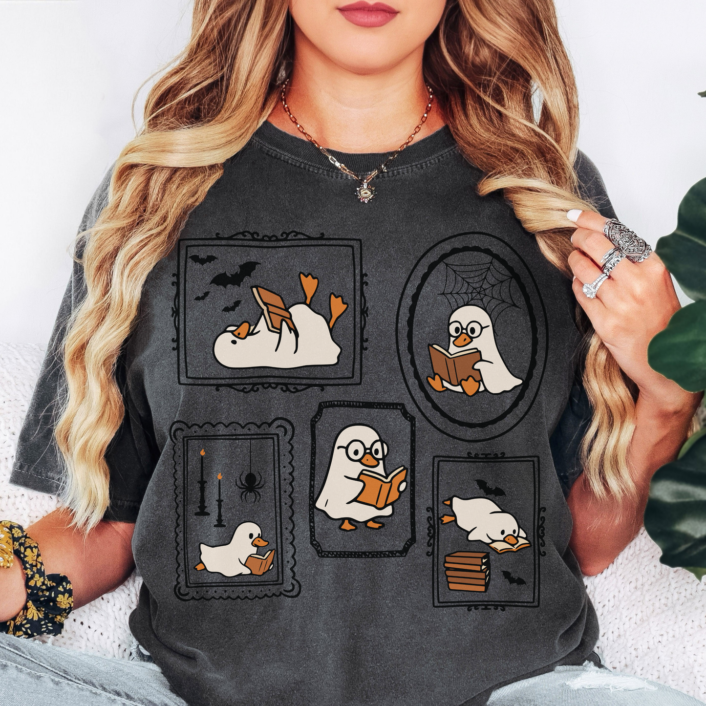 Funny Halloween Goose Shirt Comfort Colors Book Lover Tee