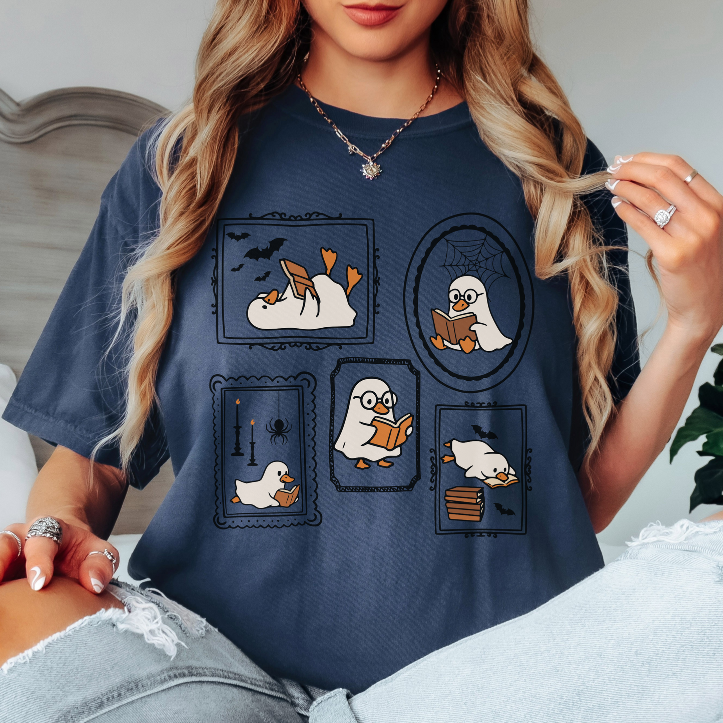 Funny Halloween Goose Shirt Comfort Colors Book Lover Tee