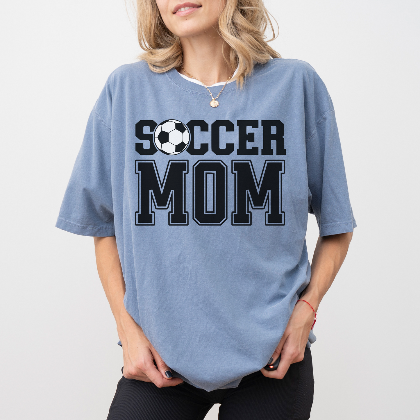 Soccer Mom T-Shirt Comfort Colors | Game Day Tee for Proud Soccer Mama | Athletic Varsity Font Soccer Ball Shirt | Gift for Soccer Mom