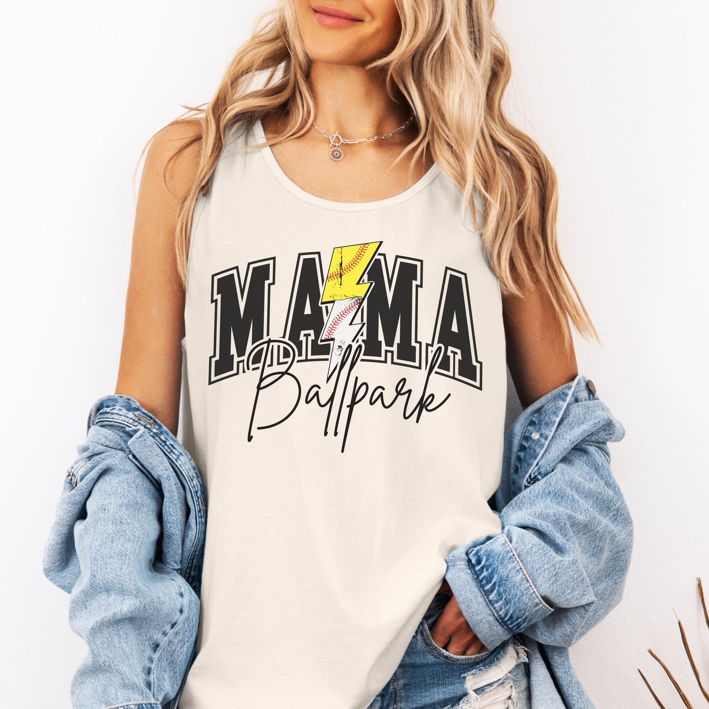 Ballpark Mama Tank Top – Comfort Colors Softball and Baseball Mom Shirt