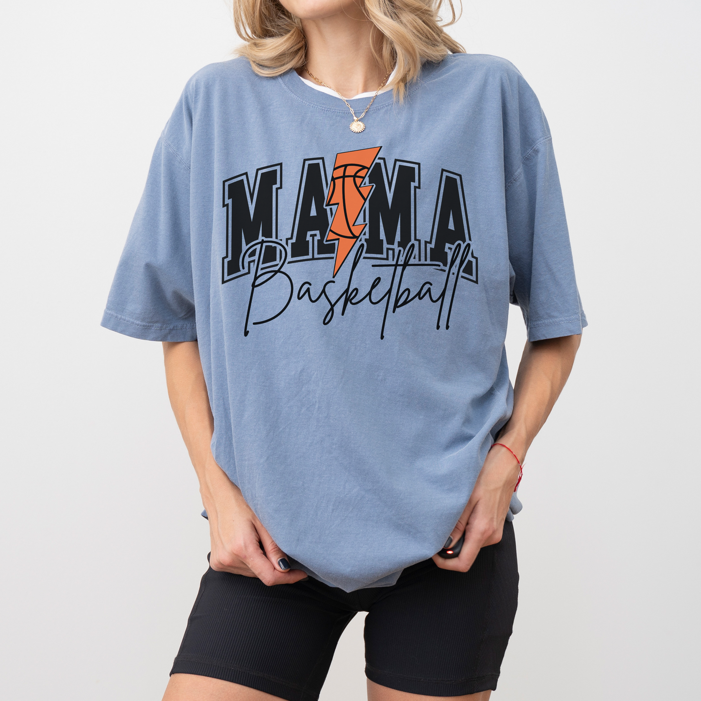 Basketball Mama T-Shirt Comfort Colors® | Game Day Shirt for Basketball Moms | Lightning Bolt Basketball Graphic | Cute Custom Sports Tee