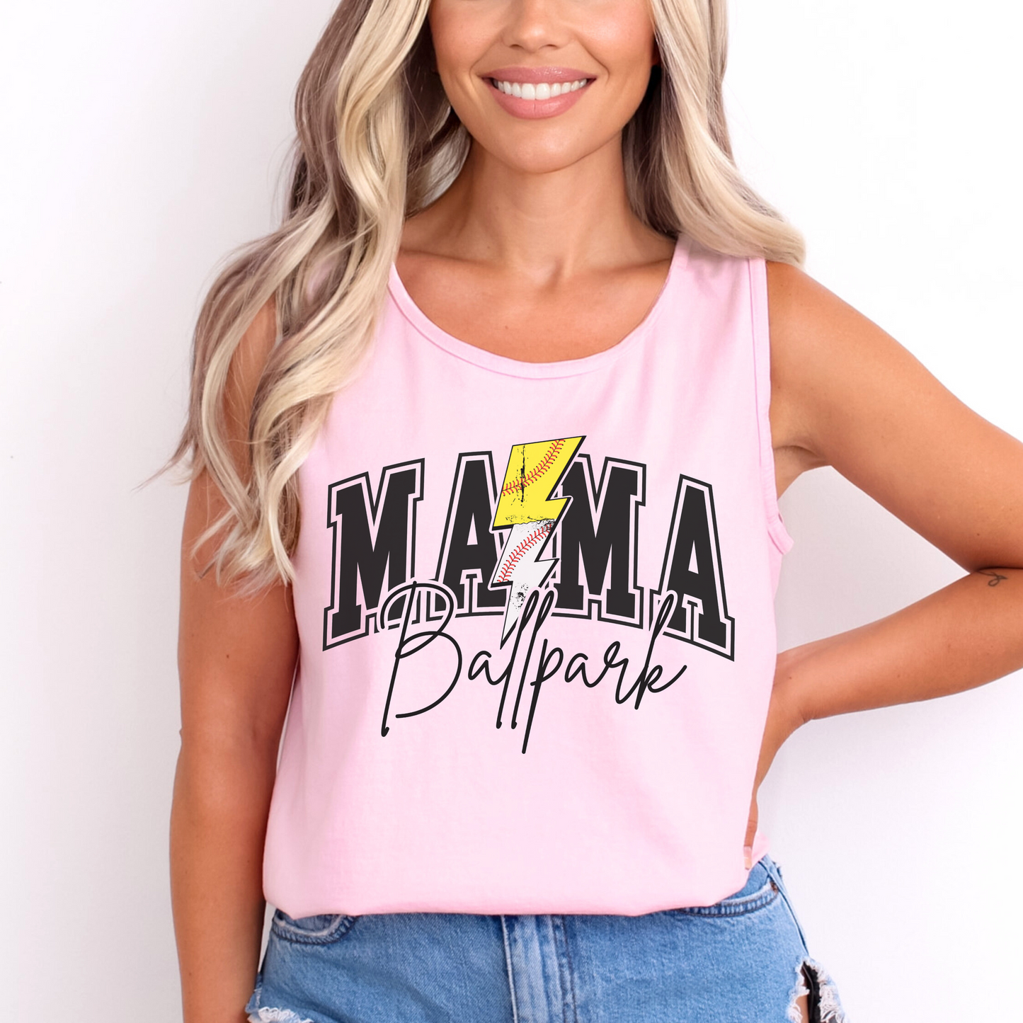 Ballpark Mama Tank Top – Comfort Colors Softball and Baseball Mom Shirt