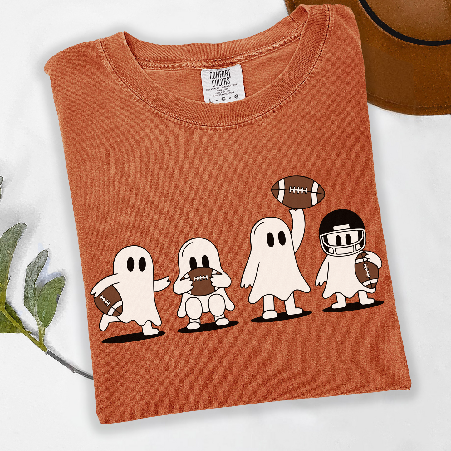 Ghost Football Halloween Shirt – Comfort Colors Spooky Fall Tee for Football Fans