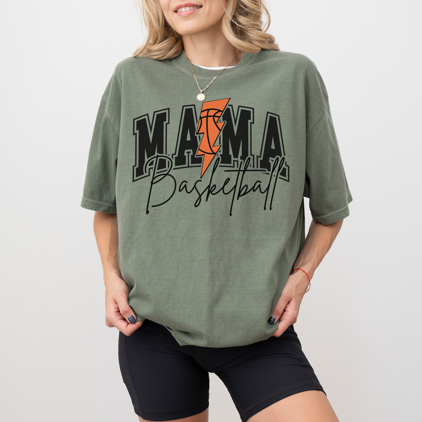 Basketball Mama T-Shirt Comfort Colors® | Game Day Shirt for Basketball Moms | Lightning Bolt Basketball Graphic | Cute Custom Sports Tee