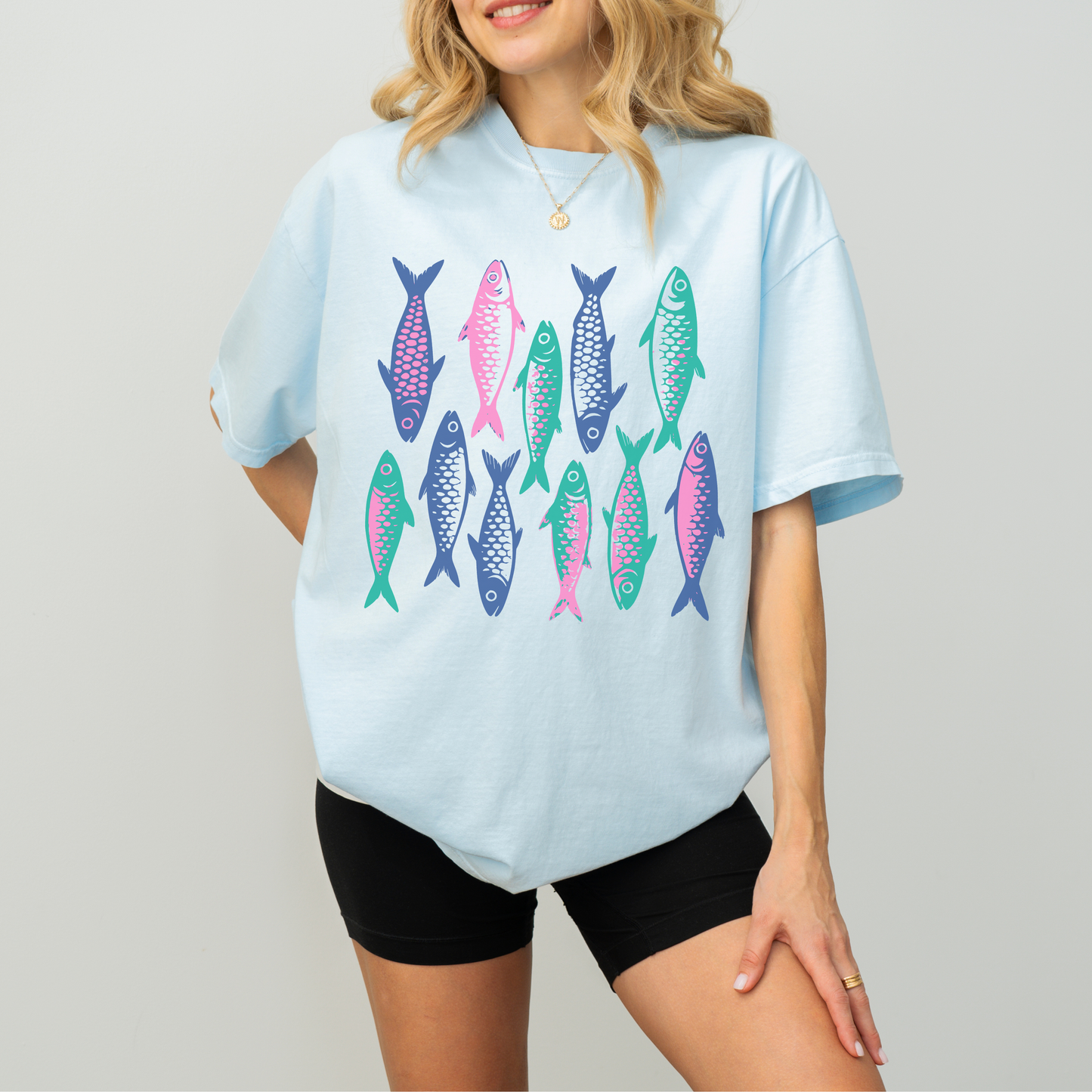 Sardine Fish Graphic Tee – Comfort Colors Shirt, Coastal Fisherman Aesthetic, Hand-Drawn Colorful Fish T-Shirt, Beachy Summer Outfit