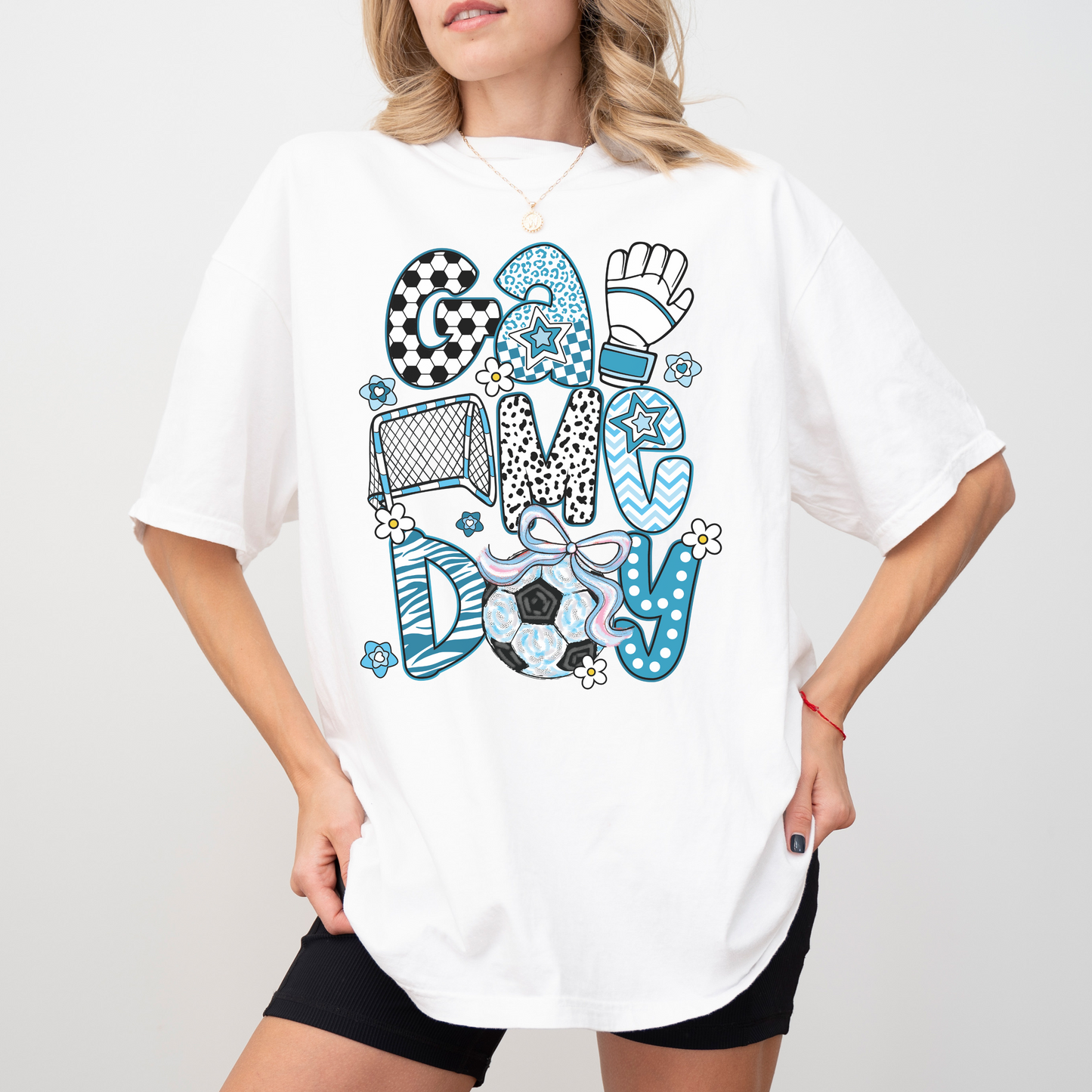 Soccer Game Day Shirt – Comfort Colors Graphic Tee with Bow for Soccer Moms & Fans