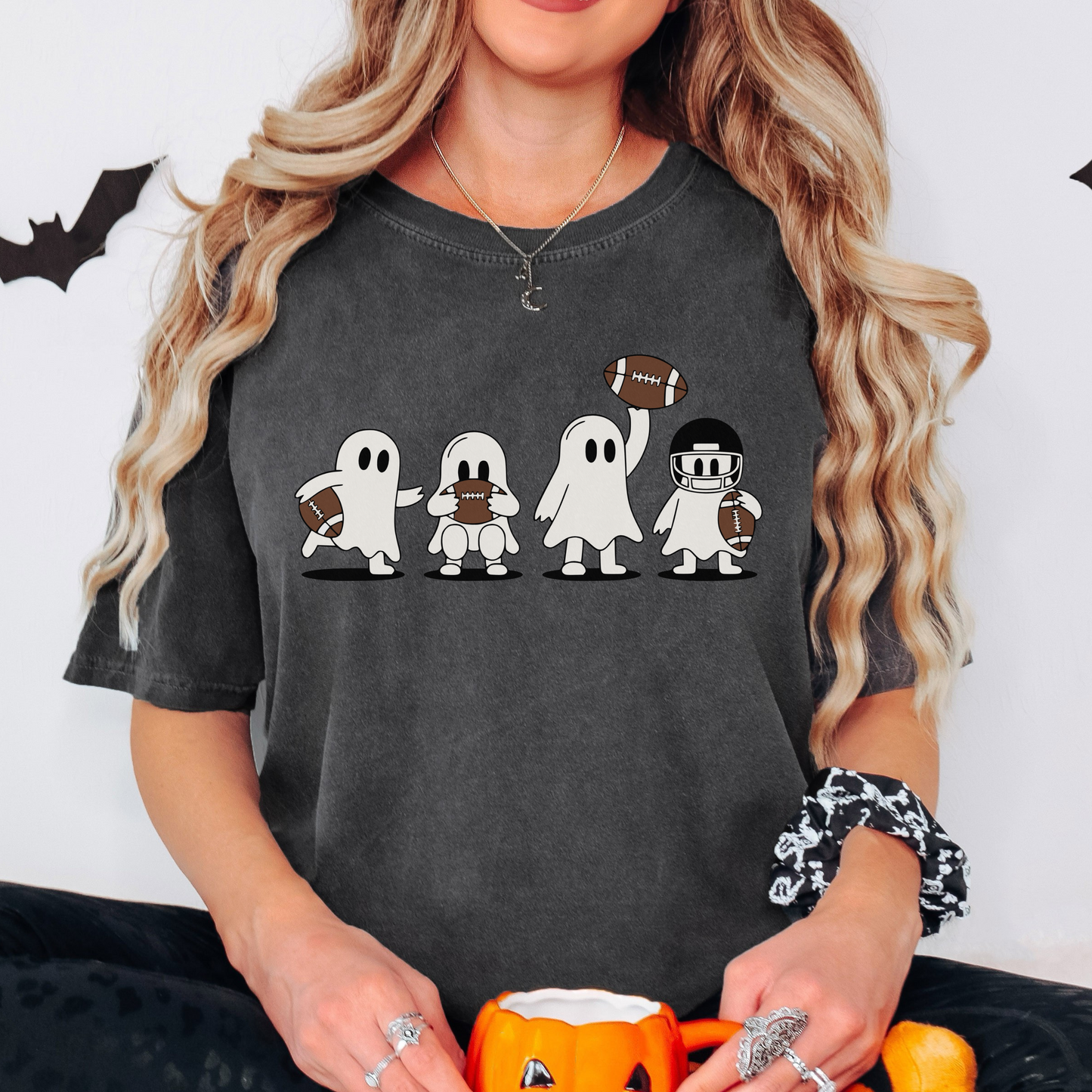 Ghost Football Halloween Shirt – Comfort Colors Spooky Fall Tee for Football Fans