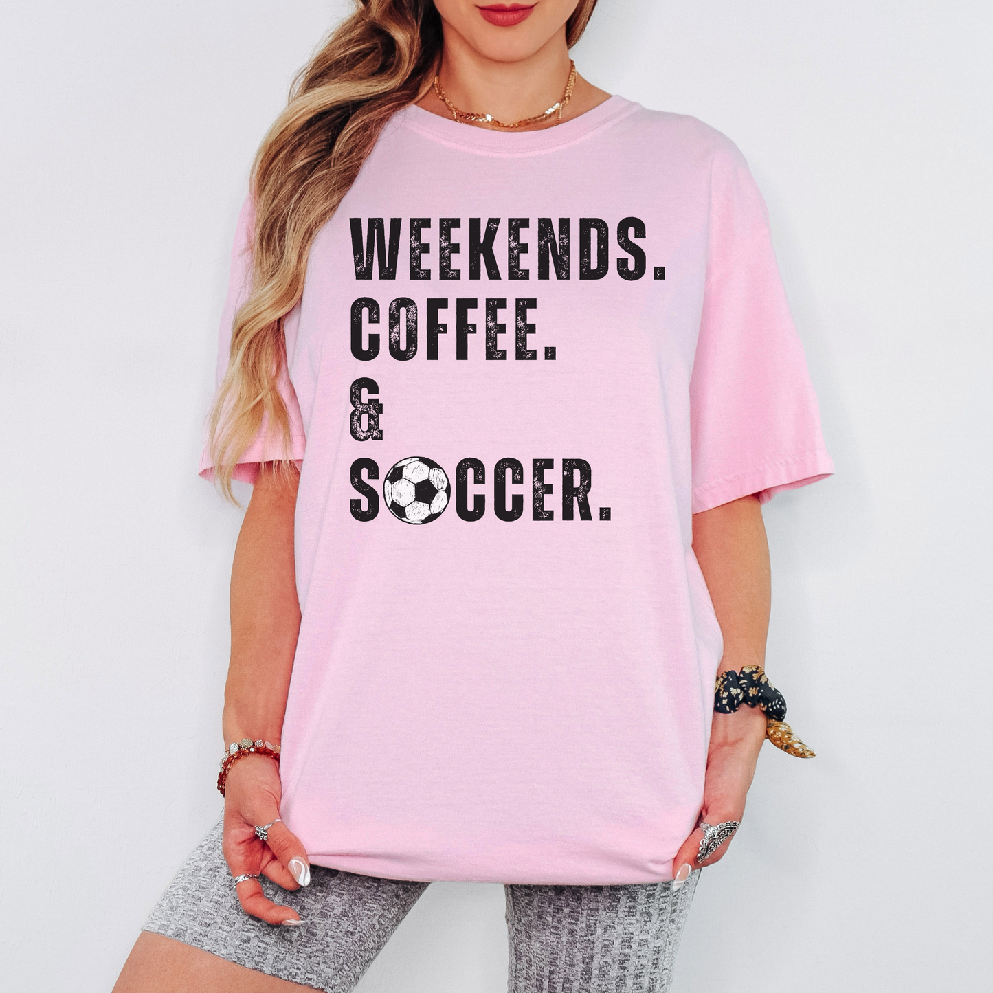 Weekends Coffee Soccer Comfort Colors Tee – Soccer Mom Graphic T-Shirt, Saturday Soccer Game Day Shirt