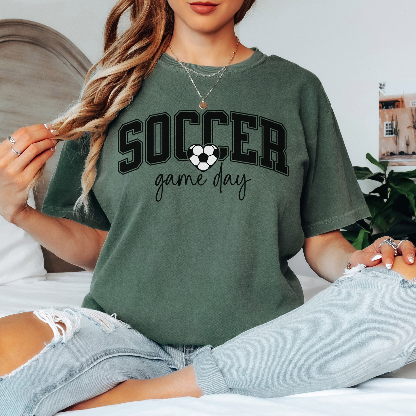 Soccer Game Day Comfort Colors Tee – Soccer Heart Graphic Shirt, Cute Game Day Soccer Mom T-Shirt