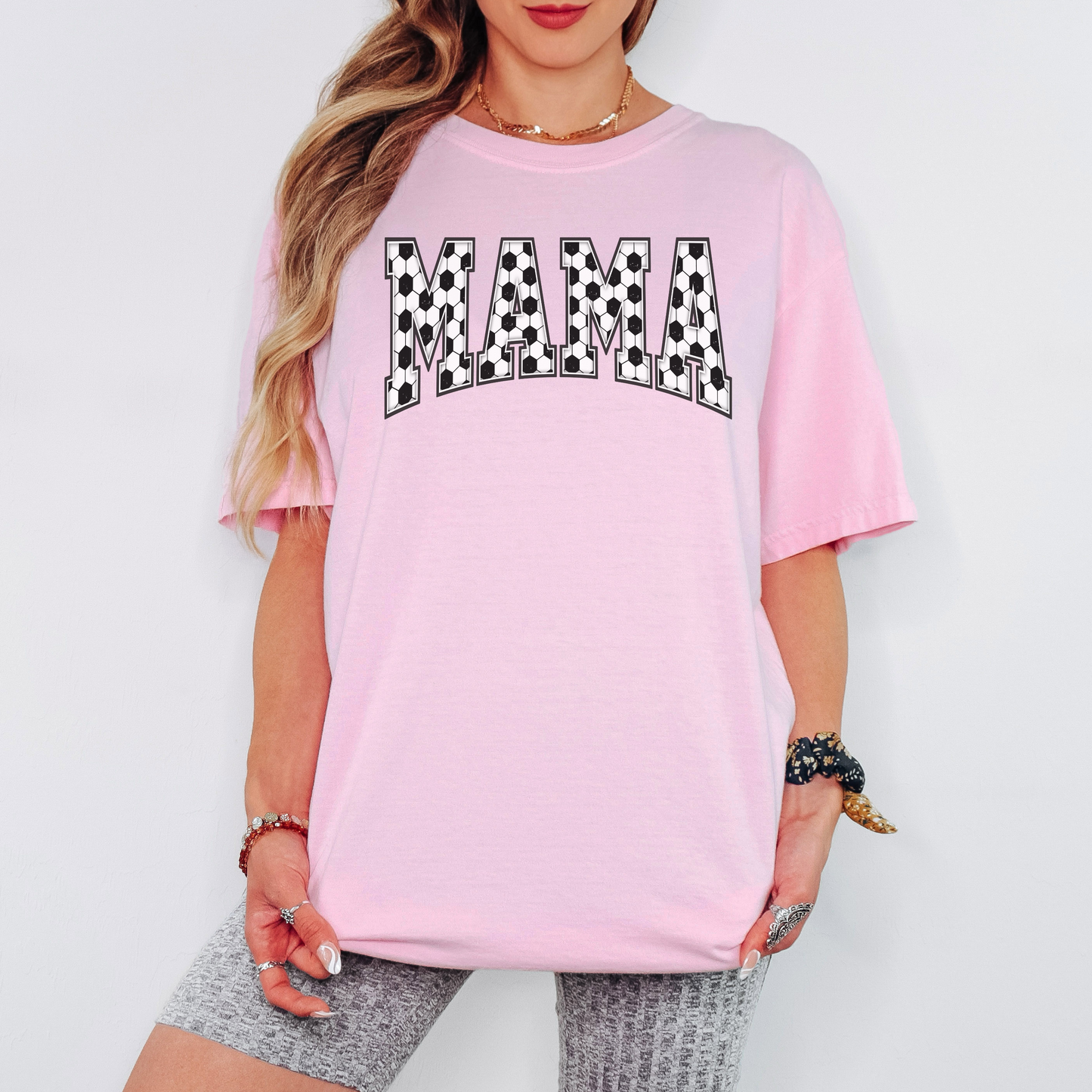 Soccer Mama Comfort Colors Tee – Soccer Ball Pattern MAMA Shirt, Cute Soccer Mom Game Day T-Shirt