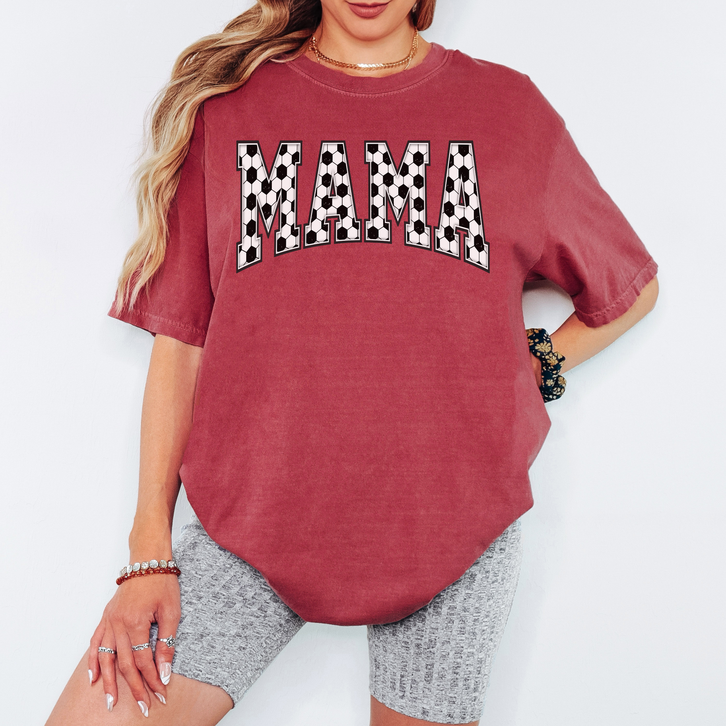 Soccer Mama Comfort Colors Tee – Soccer Ball Pattern MAMA Shirt, Cute Soccer Mom Game Day T-Shirt
