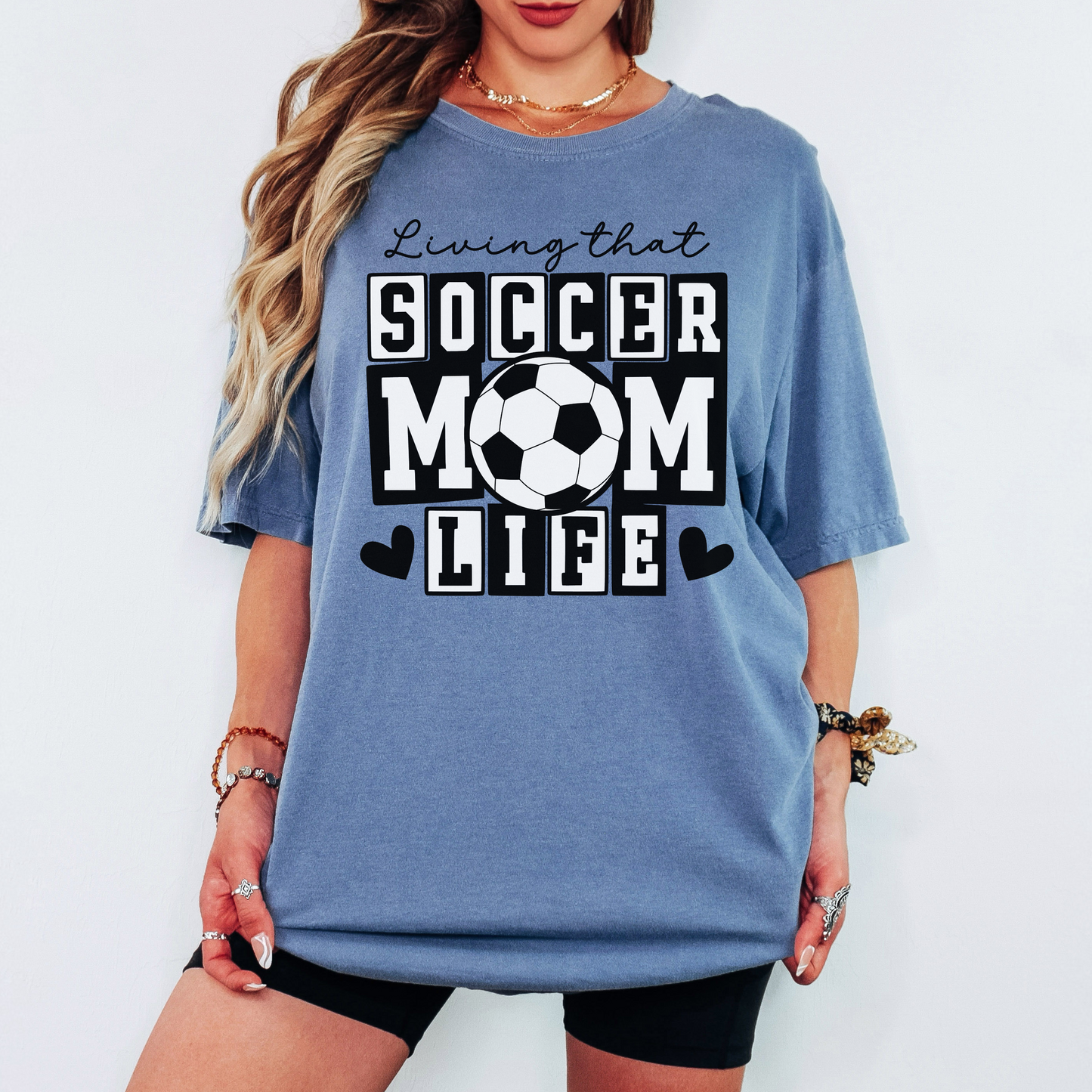 Soccer Mom Life Comfort Colors Tee – Soccer Mom Shirt, Game Day Graphic T-Shirt with Hearts