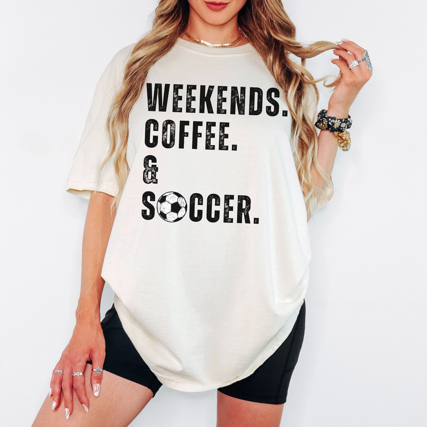 Weekends Coffee Soccer Comfort Colors Tee – Soccer Mom Graphic T-Shirt, Saturday Soccer Game Day Shirt
