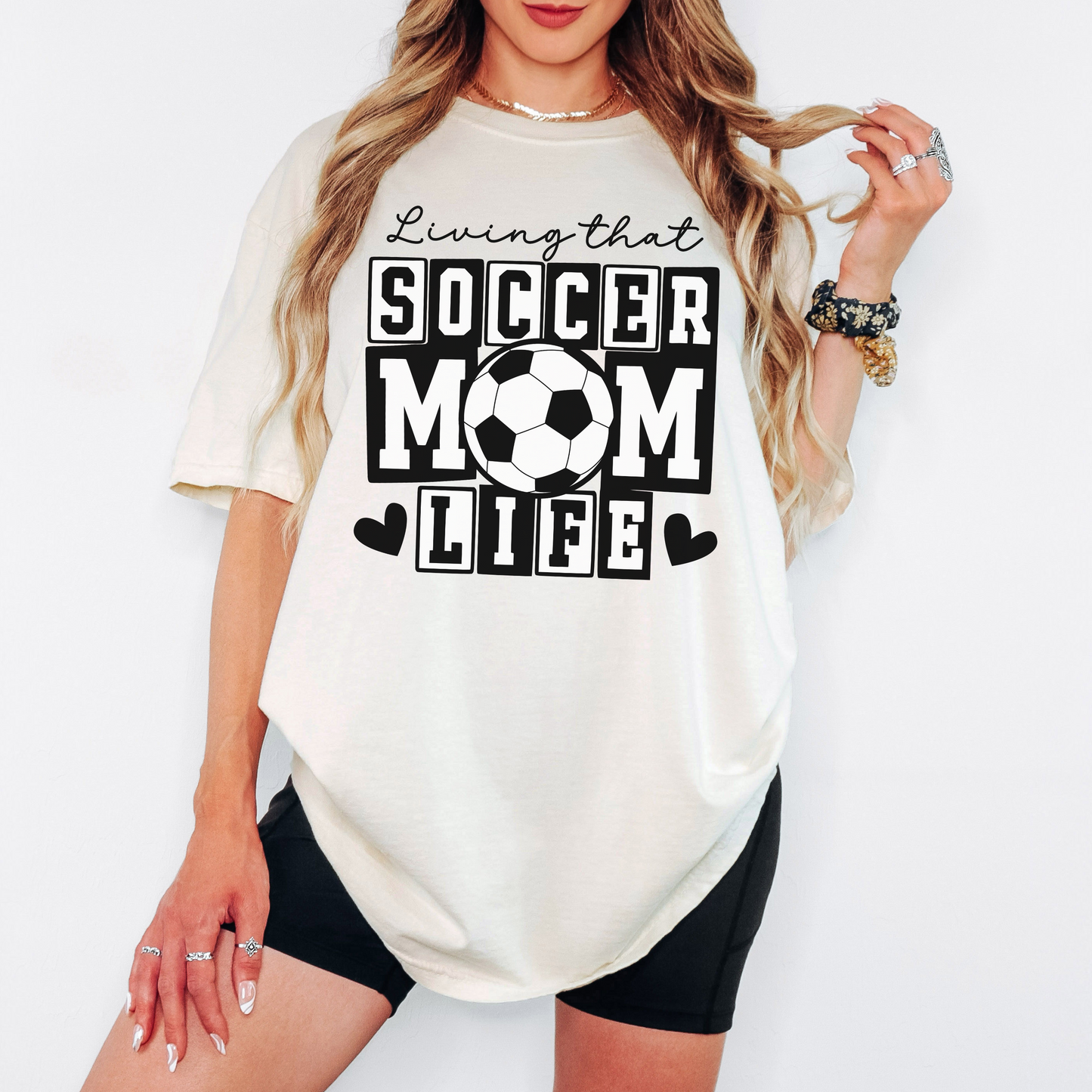 Soccer Mom Life Comfort Colors Tee – Soccer Mom Shirt, Game Day Graphic T-Shirt with Hearts