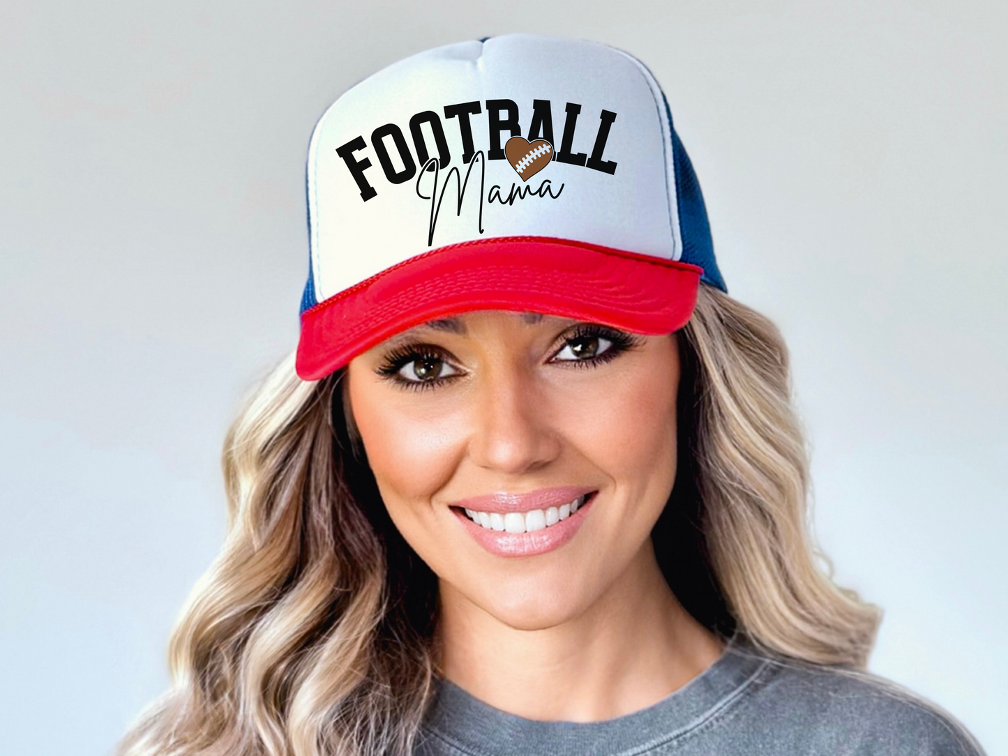 Football Mom Trucker Hat – Game Day Mama Mesh Cap with Football Icon