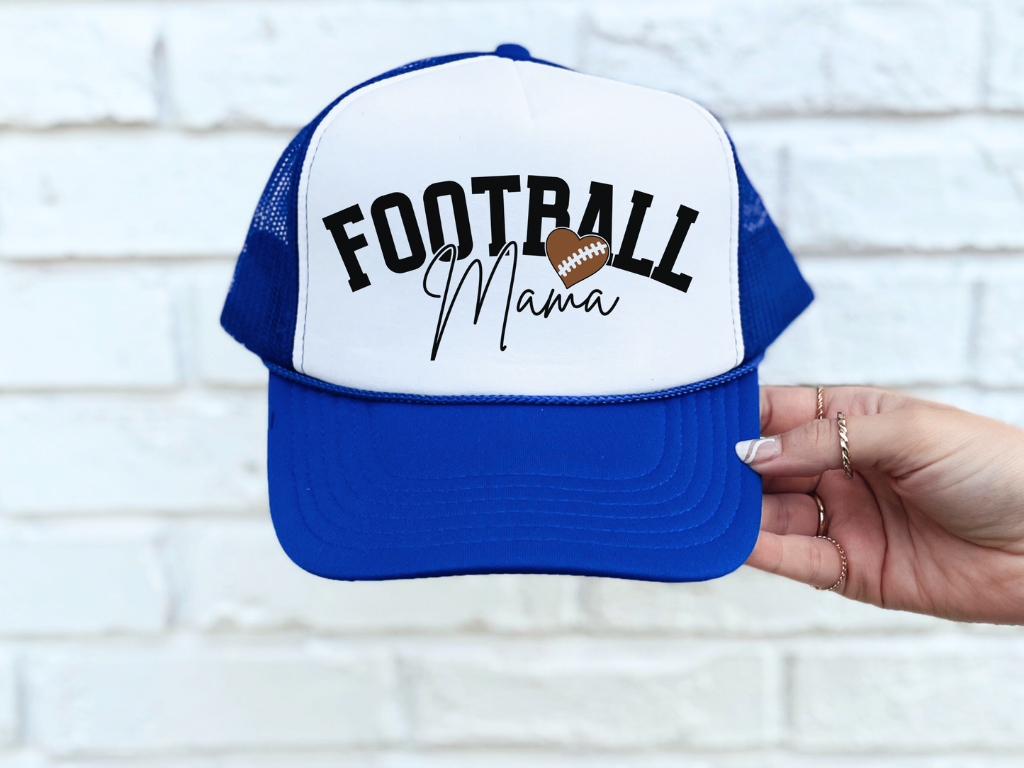 Football Mom Trucker Hat – Game Day Mama Mesh Cap with Football Icon