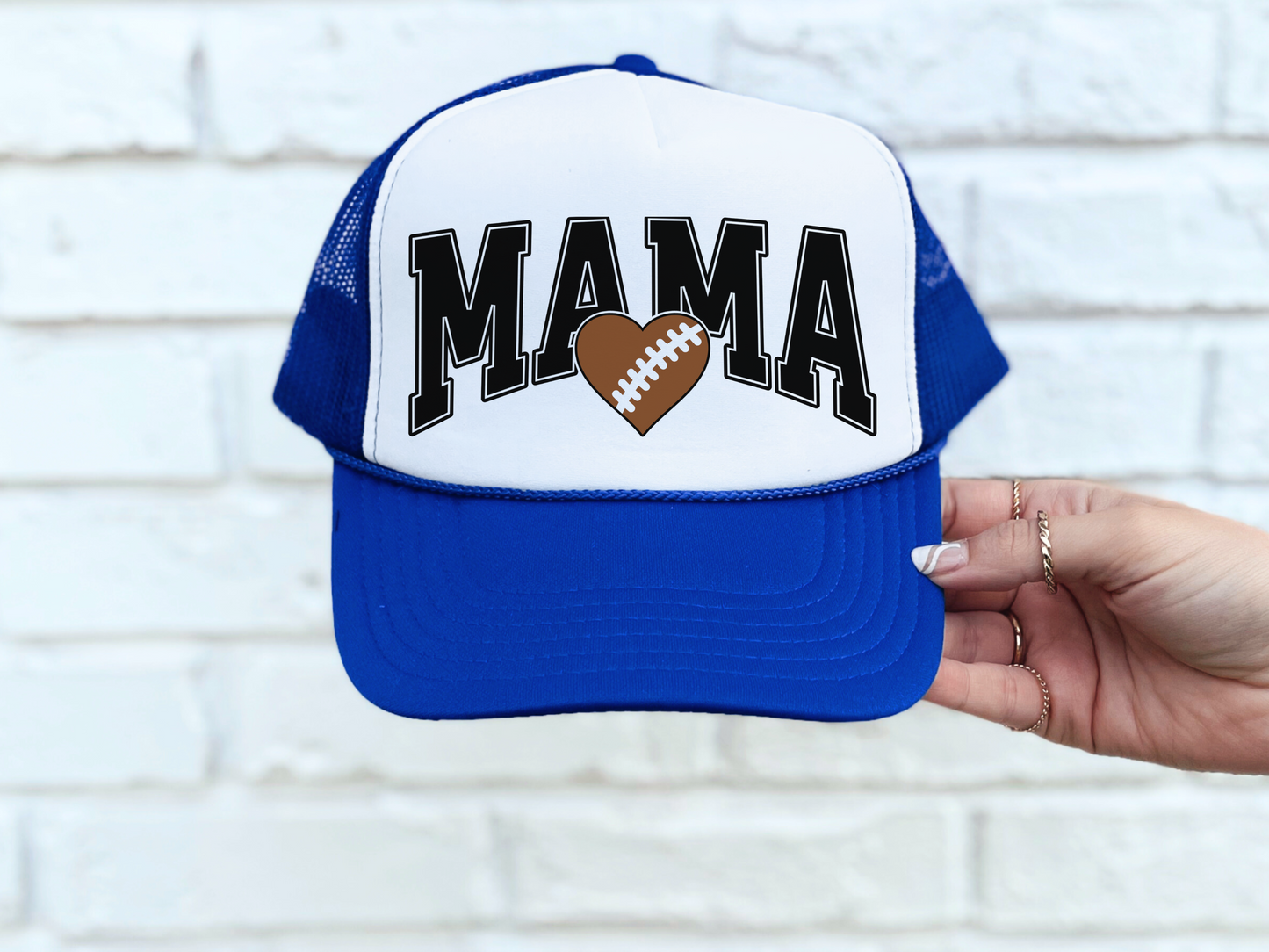 Football Mom Trucker Hat – Cute Mama Mesh Cap with Heart Football Design