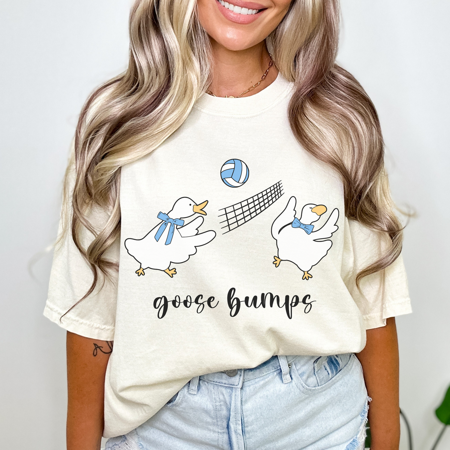 Goose Bumps Volleyball Shirt – Funny Silly Goose Comfort Colors Tee for Players & Fans