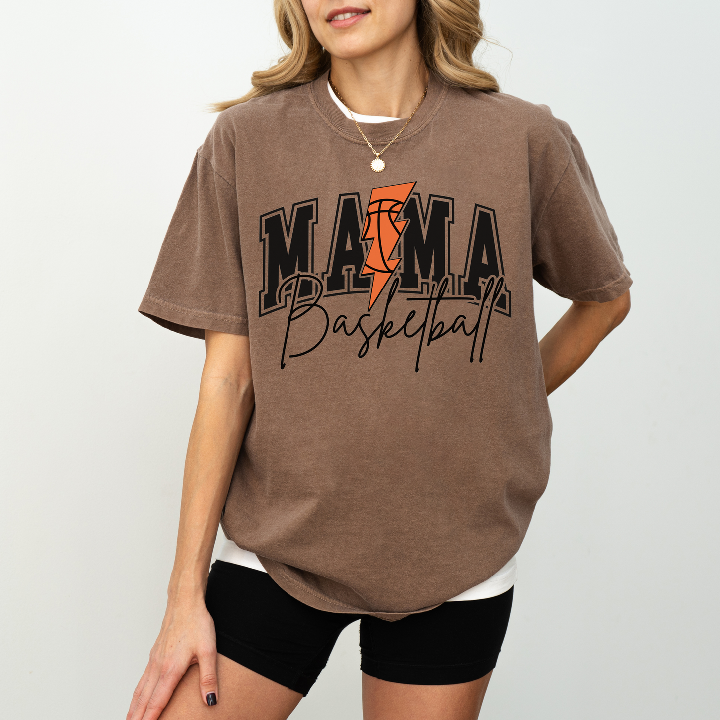 Basketball Mama T-Shirt Comfort Colors® | Game Day Shirt for Basketball Moms | Lightning Bolt Basketball Graphic | Cute Custom Sports Tee