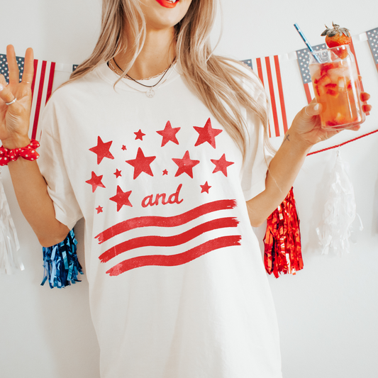 Stars and Stripes 4th of July T-Shirt – Comfort Colors Patriotic Tee, Red White and Blue USA Shirt