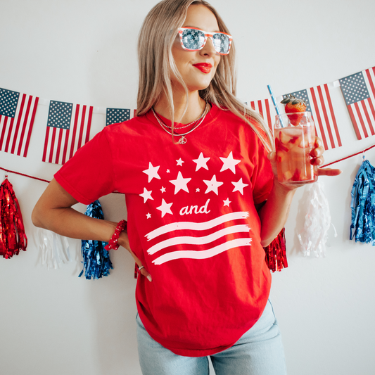Stars and Stripes 4th of July T-Shirt – Comfort Colors Patriotic Tee, Red White and Blue USA Shirt