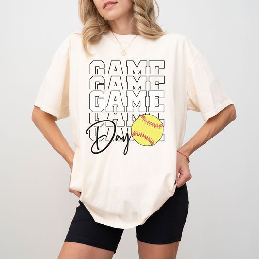 Softball Game Day T-Shirt Comfort Colors – Cute Bold Varsity Design, Athletic Tee for Moms, Coaches, Fans