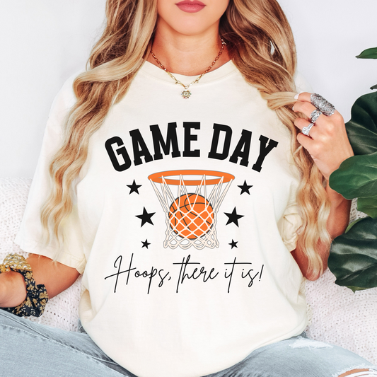 Basketball Game Day Comfort Colors Shirt – Hoops There It Is Graphic Tee, Funny Basketball Fan Shirt