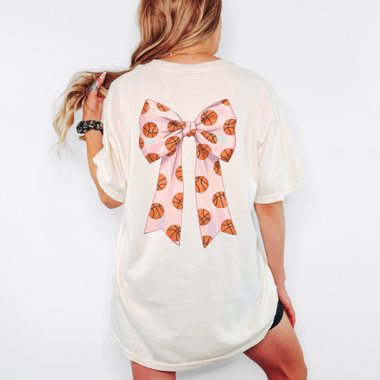Basketball Game Day Comfort Colors Tee – Bow Shirt for Moms and Fans