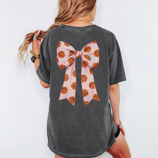 Basketball Game Day Comfort Colors Tee – Bow Shirt for Moms and Fans