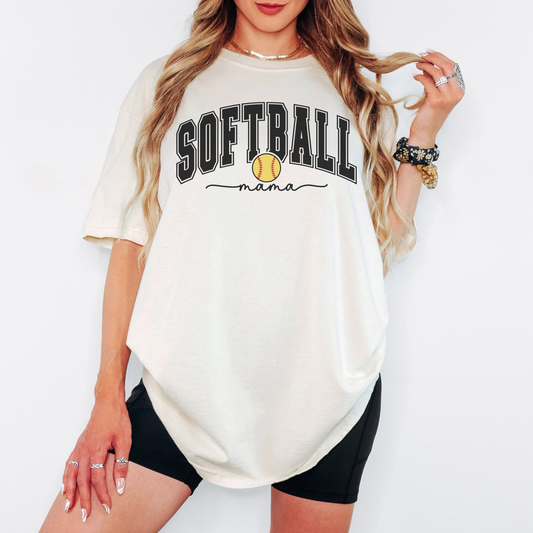 Softball Mama Comfort Colors Tee – Vintage Softball Shirt for Proud Moms