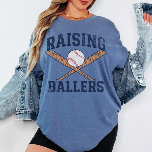 Comfort Colors Raising Ballers Shirt – Baseball Mom Graphic Tee