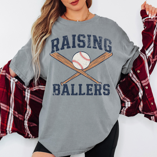 Comfort Colors Raising Ballers Shirt – Baseball Mom Graphic Tee
