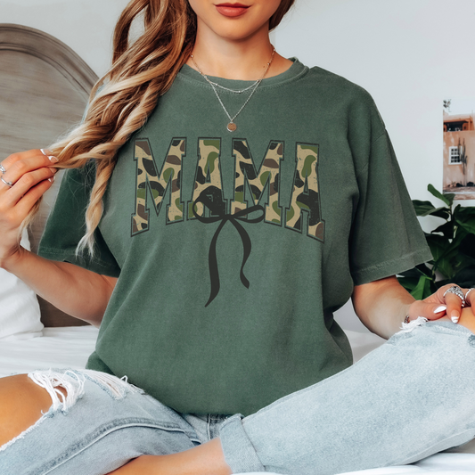 Camo MAMA Shirt with Bow | Comfort Colors Mom Graphic Tee