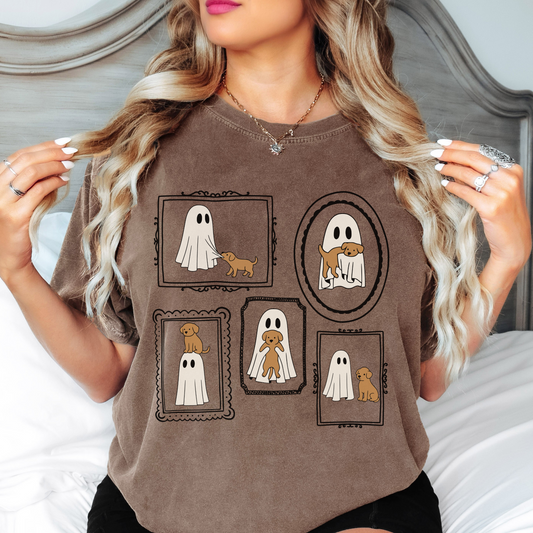 Comfort Colors Halloween Dog and Ghost Shirt | Cute Spooky Season Graphic Tee