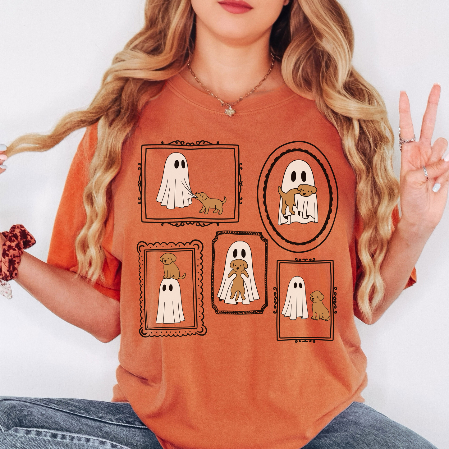 Comfort Colors Halloween Dog and Ghost Shirt | Cute Spooky Season Graphic Tee
