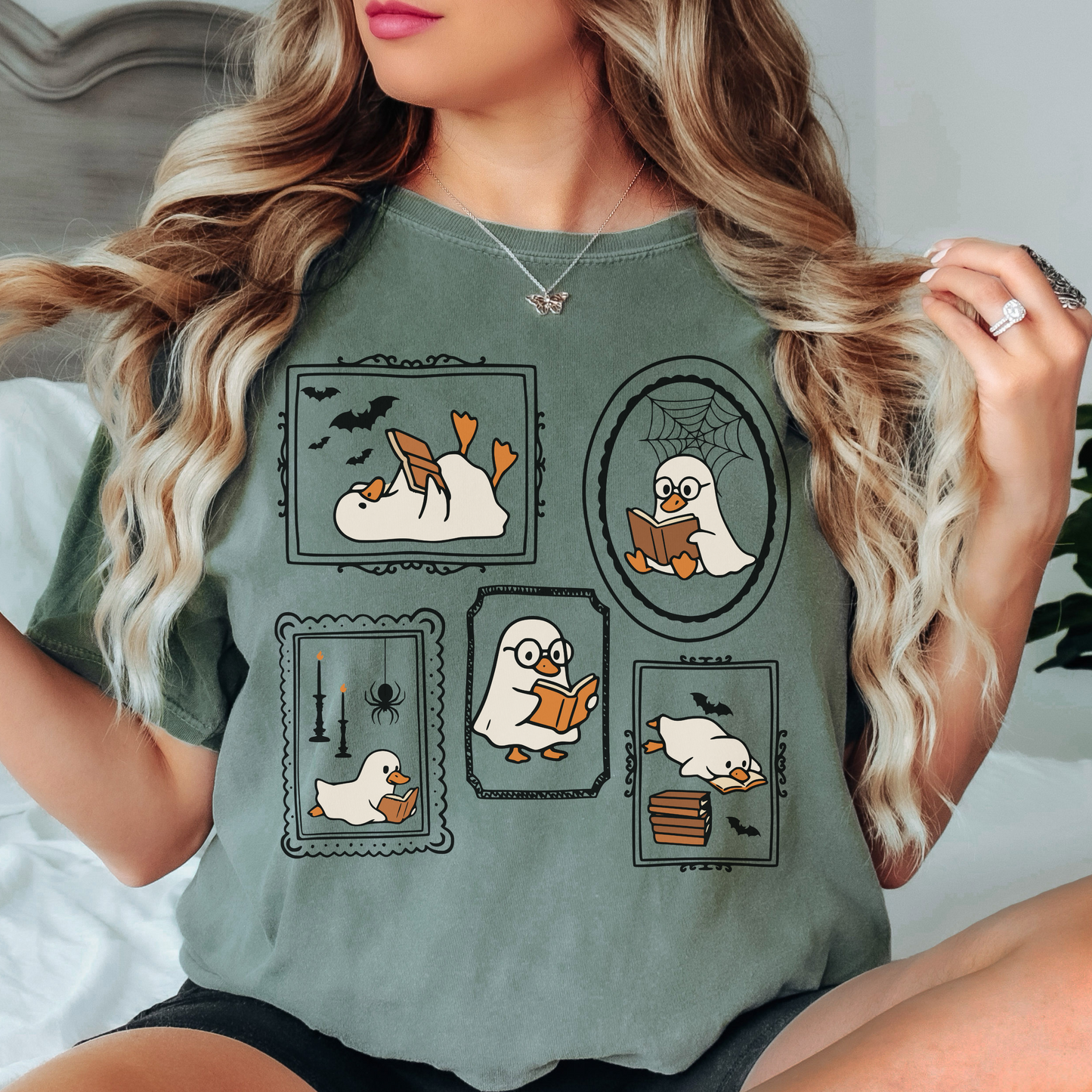 Funny Halloween Goose Shirt Comfort Colors Book Lover Tee